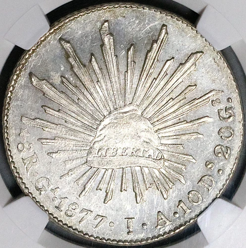 1877/6-Ga JA NGC MS 63 Mexico 8 Reales Near PL Silver Coin POP 3/0 (24101303C)