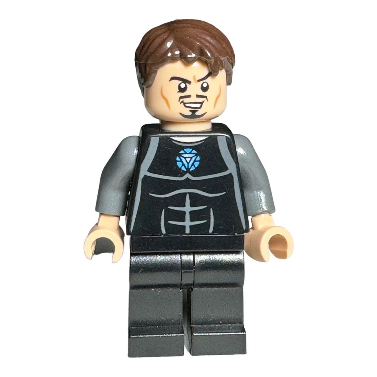 LEGO Tony Stark Minifigure Black Gray Jumpsuit sh069 76007 Marvel Iron Man le317