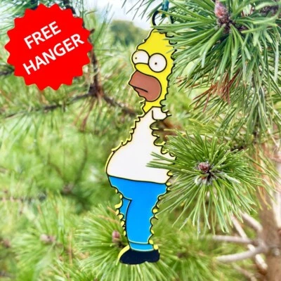 PRINT IT Chuchería grande de decoración colgante de Navidad de Homero Simpson - Meme de Bush de Los Simpson