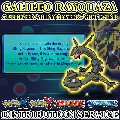 Pokemon Authentic Galileo Shiny Rayquaza Event Distribution Service for XY ORAS