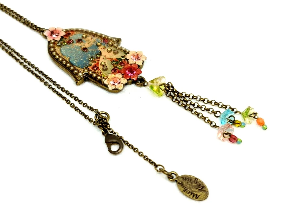 Precioso collar de metal Hamsa de Michal Negrin esmalte trabajo #7766# Foto 3 de 4