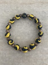 Viva Beads Polymer Clay Blue Gold Yellow Silver Beaded Bracelet