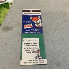 Vintage Matchbook Cover Texaco Marfak Villa Park Illinois Landen & Stoltz