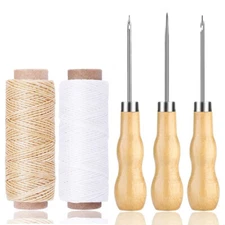 Leather Sewing Waxed Thread Needles Awl Hand Tools Kit for Leather craft Repair*