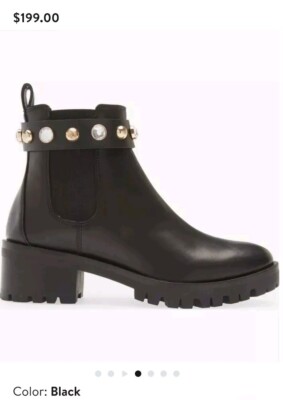 Karl Lagerfeld Porshay Lug Sole Booties 6M Black Round Toe Slip-On WOMEN NEW