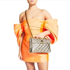 Kurt Geiger London Designer Women Kensington Drench Eagle Head Gold Leather Bag