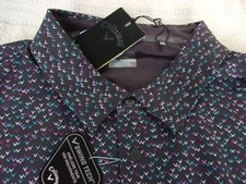 NWT Callaway Opti Dri golf polo, mens M, gray, with pink, white  blue, 80