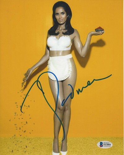 PADMA LAKSHMI HAND SIGNED 8X10 PHOTO SEXY TOP CHEF COOK MODEL BECKETT COA BAS