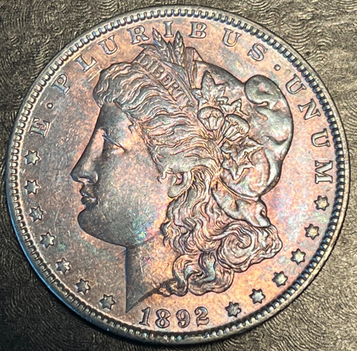 1892 O MORGAN SILVER DOLLAR~UNCIRCULATED BEAUTY~SUNSET TONING~NO RESERVE~WOW❗