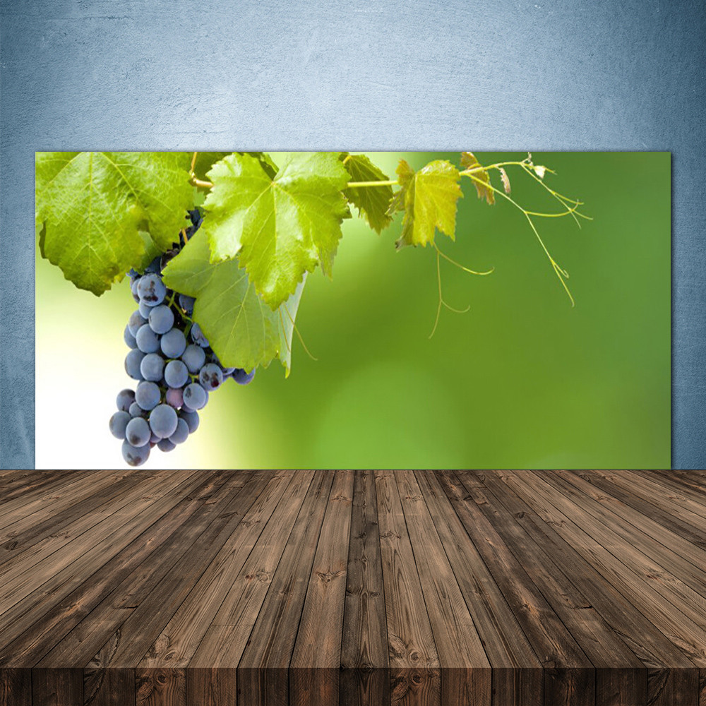 Crédence en verre trempé 140x70 antiprojections motif raisin lavable pour cuisine