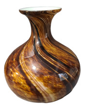 Mid-Century Modern Murano Style Blown Spiraled Art Glass Earth Colors Vase 12''