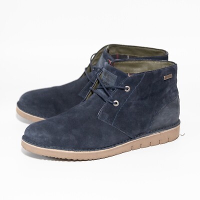 Barbour Men's Kent Chukka Boot Navy Blue Leather Suede Portugal Size 10