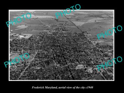 OLD 8x6 HISTORIC PHOTO OF FREDERICK MARYLAND AERIAL VIEW OF THE CITY c1940