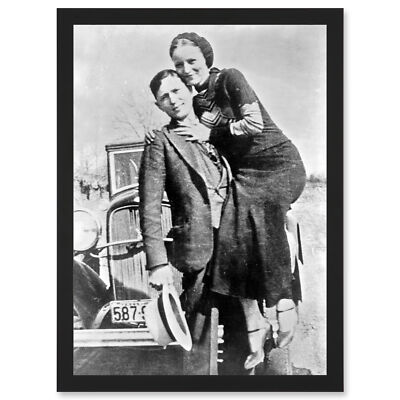 Clyde Barrow Gang Bonnie Parker Outlaw Criminal Foto gerahmt A3 Wandbild Kunstdruck