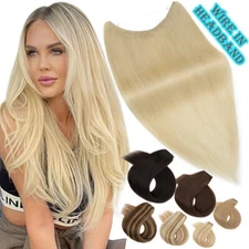 Invisible Secret Wire on Hair Weft 100% Real REAL Hair Human Extensions Headband