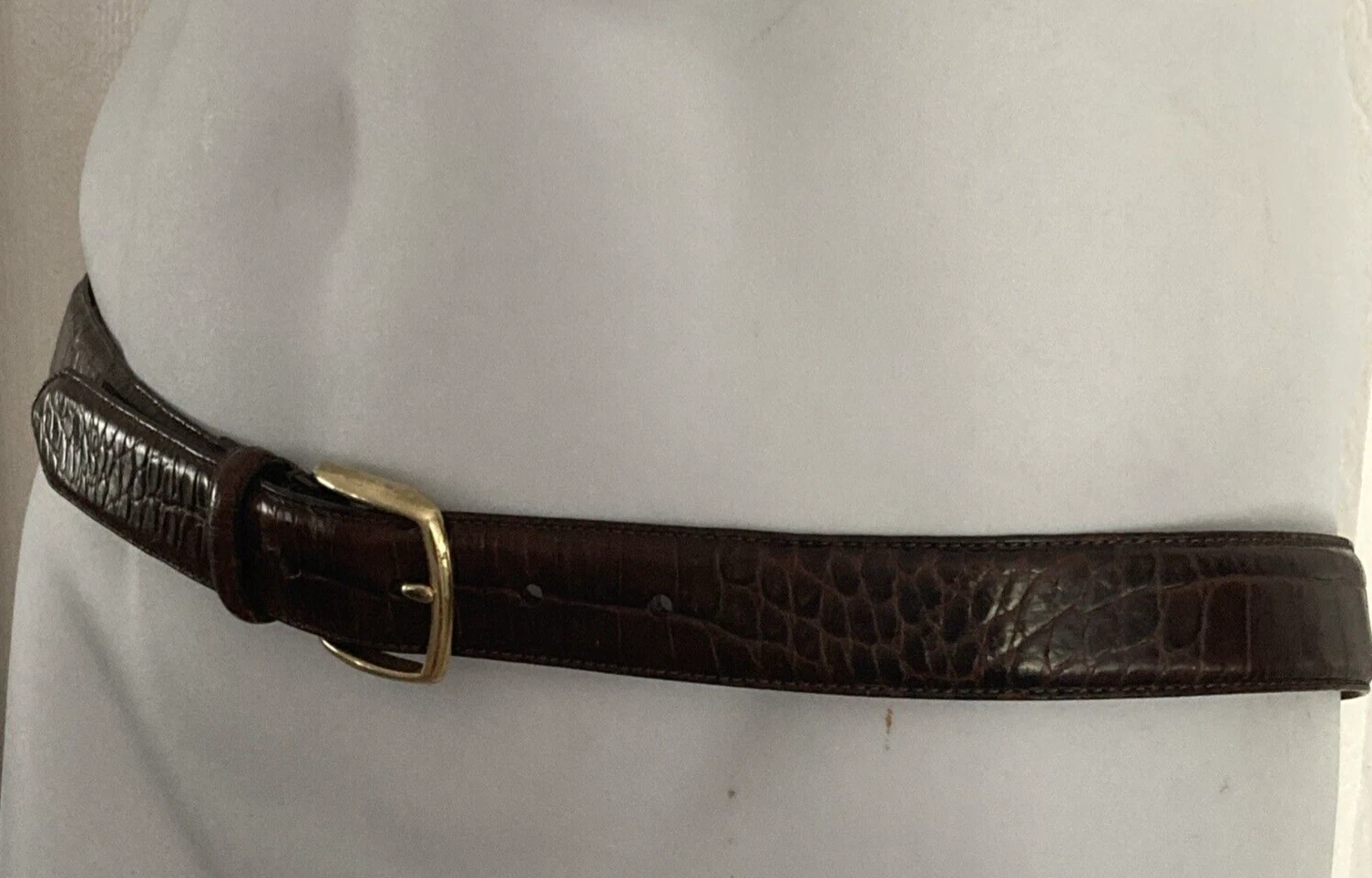 Abito da uomo COACH # 5903 Croc in rilievo taglia 38 marrone in pelle fibbia in ottone