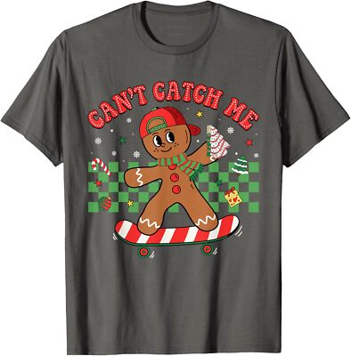 Cant Catch Me Groovy Christmas Gingerbread Cool Unisex T-Shirt