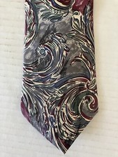 Hunting Horn Men's Necktie Tie Silk Gray Lavender Abstract Satin Made in USA 54"
