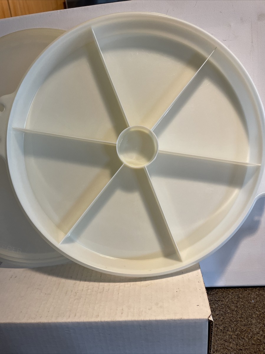 Vintage Tupperware Divided Round 6 Section Container & Seal Lid