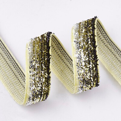 2-10 m Band Lurex glänzend 10mm Polyester Glitzerband Glitterband Metall onion