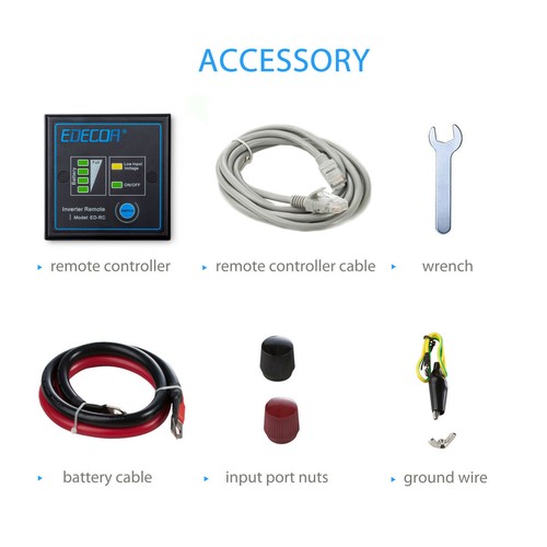 Casa rodante EDECOA inversor de corriente 3000 W 6000 vatios 12 V CC a 110 V 120 V CA LCD cable coche - Imagen 9 de 9