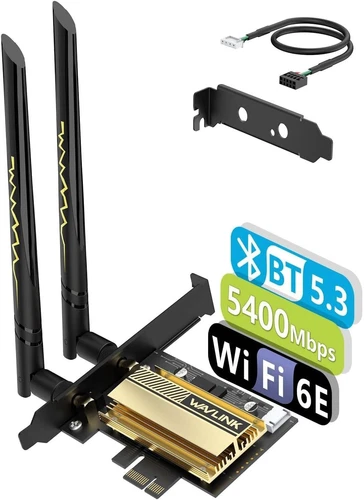 WiFi 6E PCIe AX5400M WiFi Card, Network Card Tri-Band AX210 Wireless Adapter wit