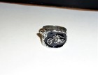 Cool Black enamel around a Tibetan silver motor cycle ring. size 7 — photo 1