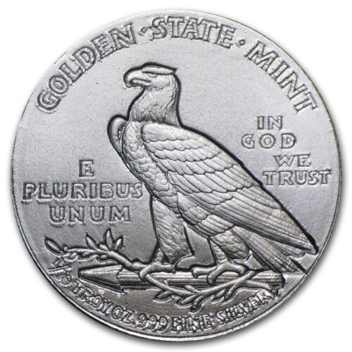 LOT OF 10 X 1/10 oz Incuse Indian Fine Silver Round (New - Lot of 10) - Picture 2 of 4