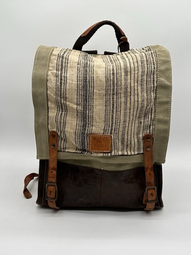 Will Leather Goods River Dome Rucksack Backpack Canvas Leather Multi Color - Picture 2 of 16