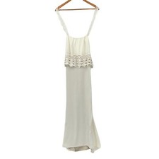 Stone Cold Fox Off White Crisscross Lace Strap Maxi Dress Large