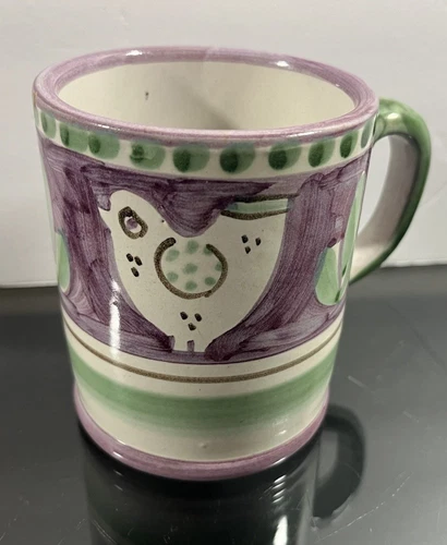 Vietri Solimente Purple Chicken 4" Coffee Mug Italy