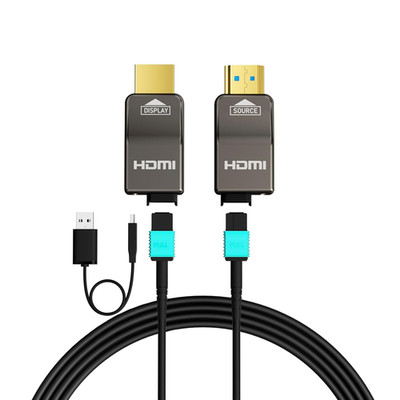 8K Detachable Full Fiber Optic Armored HDMI 2.1 Cable 50FT, Ultra High Speed 48G