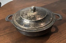 Antique Sachs Berndorf Austria Sugar Cube Bowl W/lid Nickel Silver Soldered #499