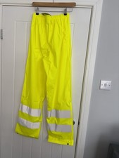 VELTUFF Hi-Vis Waterproof Rain Overtrousers Yellow Safety Workwear Pants L NEW