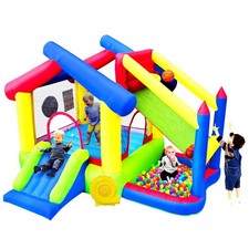 Inflatable Bounce House with Slide, Jumping Castle with Blower and Ball Pool,...