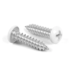 100 PCS #10x5/8" White Pan Head Self-Tapping Wood Screws 18-8 Stainless Steel