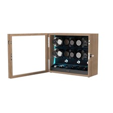 Automatic 12 Watch Winder with 6 Extra Watch Storage Box Blue LED Patent Design