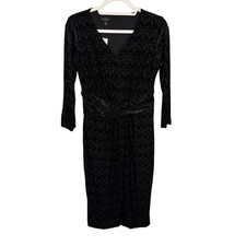 Talbots Black Velvet Midi 3/4 Sleeve Dress Size XS Cocktail Elegant Classic