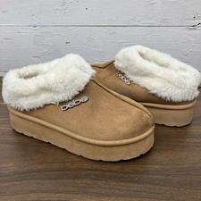 bebe Brown Faux Fur Lined Women's Clog Slippers Size 7 Synthetic Comfort