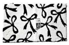 NEW RACHEL ASHWELL BLACK,WHITE BOW SOFT BATH RUG CARPET,FLOOR MAT -20"x32"