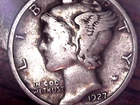 1927-S SILVER MERCURY DIME - GRADES "VERY GOOD"