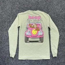 Simply Southern T-Shirt Long Sleeve Keep Life Simply Jeep Green Tee Size Small