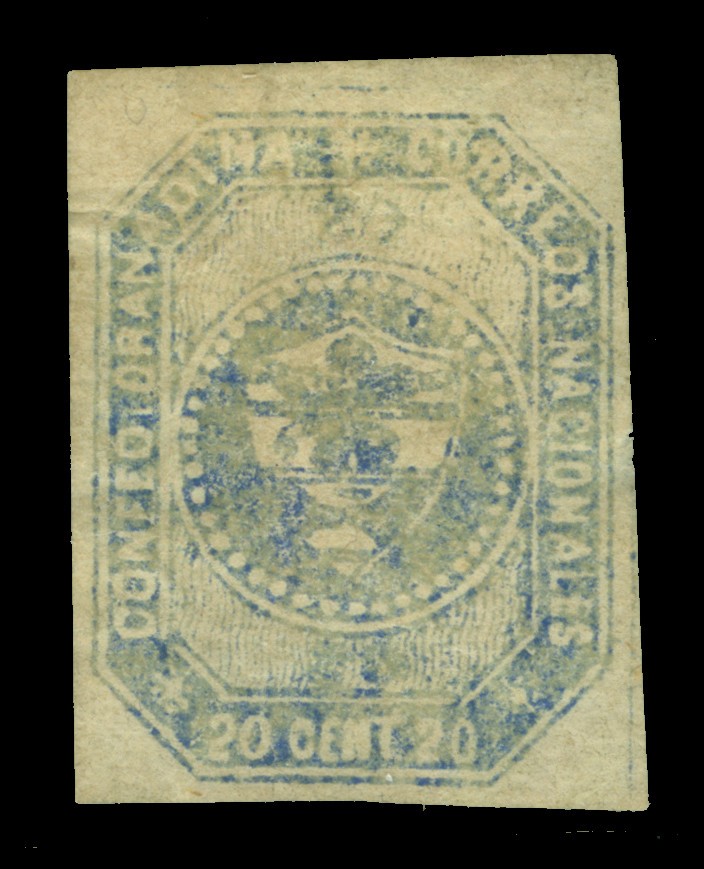 COLOMBIA 1859 Coat of Arms 20c pale ultramarine Sc# 6d mint MH