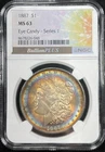 1887 NGC MS63 Eye Candy - Series 1 - Morgan Silver $1 - Target Rainbow Toning