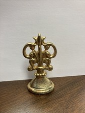 Script Style Initial Letter W Brass Wax Seal Stamp Ornate Handle Top 1 7/8" Tall