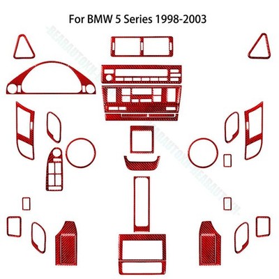 For BMW M5 E39 1998-2003  Red Carbon Fiber Full Interior Kit Cover Trim 35PCS