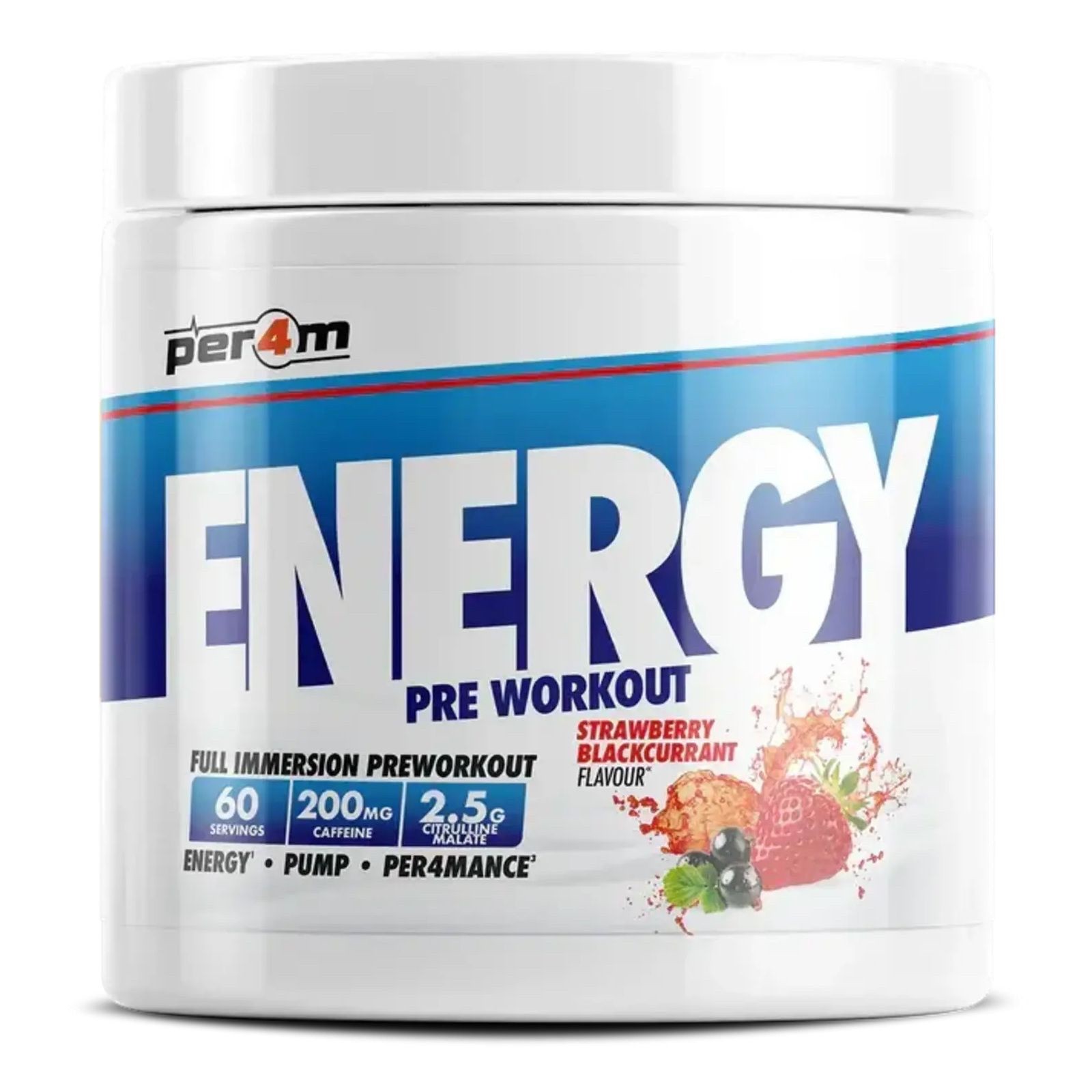 PER4M ENERGY PRE-WORKOUT ENERGY PUMP PERFORMANCE 390G STRAWBERRY BLACKCURRANT