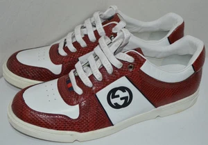 Baskets basses Gucci emboîtées logo GG python rouge taille 13G/13,5 US.