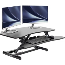 VIVO Black Corner Height Adjustable 38" Standing Desk Tabletop Monitor Riser