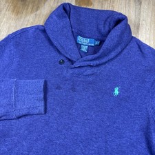 Polo Ralph Lauren Sweater Mens Sz S Purple Cotton Sweater Shawl Collar Preppy